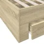 Sonoma oak engineered wood bed with drawers 75x190 cm by vidaXL, Beds and slatted bases - Ref: Foro24-3280442, Price: 103,91 ...