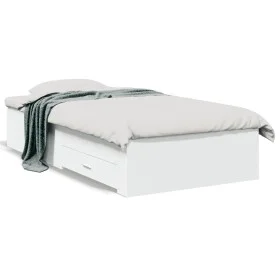 White engineered wood bed with drawers 75x190 cm by vidaXL, Beds and slatted bases - Ref: Foro24-3280440, Price: 106,36 €, Di...