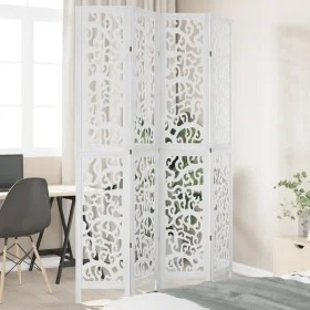 White Paulownia solid wood 4-panel dividing screen by vidaXL, Room dividers - Ref: Foro24-358740, Price: 131,90 €, Discount: %