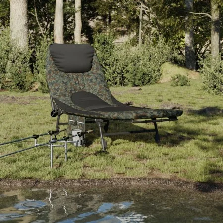 Fishing Lounger Adjustable Mud Legs Folding Camouflage by vidaXL, Outdoor beds - Ref: Foro24-4006423, Price: 177,22 €, Discou...
