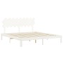 Double bed frame with white solid wood headboard by vidaXL, Beds and slatted bases - Ref: Foro24-3193742, Price: 162,82 €, Di...