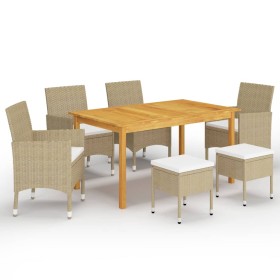 Juego de comedor de jardín de 7 piezas beige