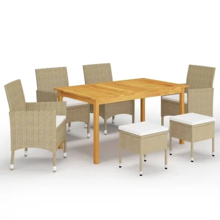 Juego de comedor de jardín de 7 piezas beige de vidaXL, Conjuntos de jardín - Ref: Foro24-3067779, Precio: 493,70 €, Descuent...