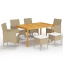 Juego de comedor de jardín de 7 piezas beige de vidaXL, Conjuntos de jardín - Ref: Foro24-3067779, Precio: 489,77 €