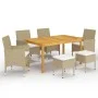 Juego de comedor de jardín de 7 piezas beige de vidaXL, Conjuntos de jardín - Ref: Foro24-3067779, Precio: 493,70 €, Descuent...