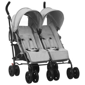 Carrito para gemelos de acero gris claro