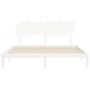 Double bed frame with white solid wood headboard by vidaXL, Beds and slatted bases - Ref: Foro24-3193742, Price: 162,82 €, Di...
