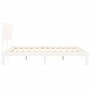 Double bed frame with white solid wood headboard by vidaXL, Beds and slatted bases - Ref: Foro24-3193742, Price: 162,82 €, Di...