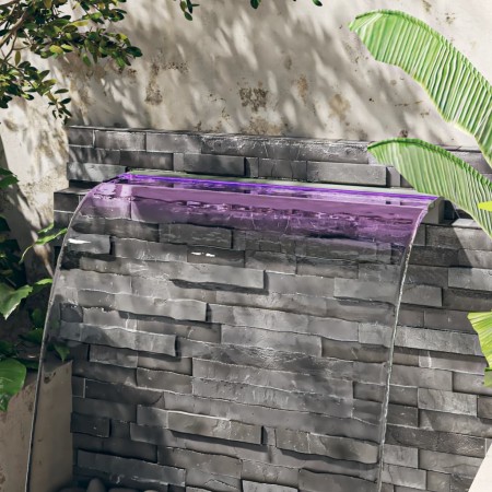 Wasserfallbrunnen mit RGB-LED aus Edelstahl 108 cm von vidaXL, Brunnen und Wasserfälle - Ref: Foro24-151412, Preis: 224,09 €,...