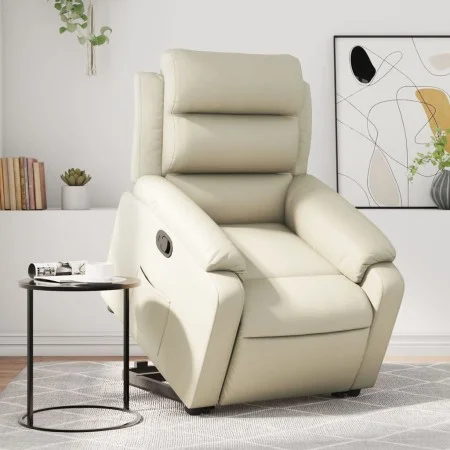 Sillón reclinable elevable cuero artificial color crema de vidaXL, Sillones - Ref: Foro24-3205043, Precio: 309,43 €, Descuent...
