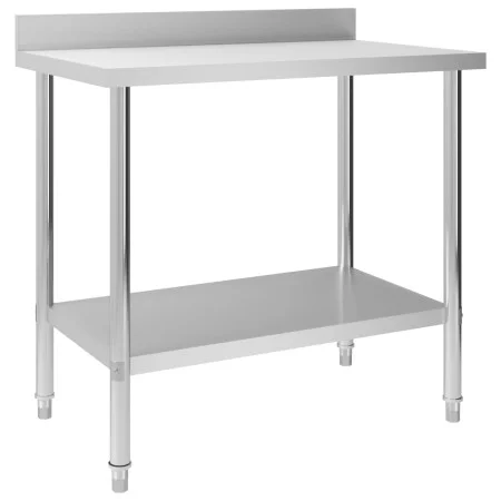 Mesa trabajo cocina y salpicadero acero inoxidable 100x60x93 cm de vidaXL, Restauración - Ref: Foro24-51189, Precio: 155,93 €...