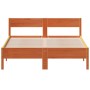 Bed frame with wax brown pine wood headboard 140x190 cm by vidaXL, Beds and slatted bases - Ref: Foro24-842769, Price: 121,06...