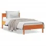 Estructura cama con cabecero madera pino marrón cera 90x190 cm de vidaXL, Camas y somieres - Ref: Foro24-842781, Precio: 94,9...