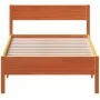 Estructura cama con cabecero madera pino marrón cera 90x190 cm de vidaXL, Camas y somieres - Ref: Foro24-842781, Precio: 94,9...