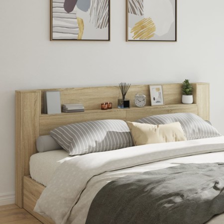 Bettkopfteil mit LED Sonoma-Eiche 220x16,5x103,5 cm von vidaXL, Kopf- und Fußteile - Ref: Foro24-839275, Preis: 103,35 €, Rab...