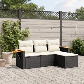 4-piece garden sofa set with black synthetic rattan cushions by vidaXL, Garden sets - Ref: Foro24-3259144, Price: 261,36 €, D...