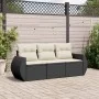Garden sofa set with cushions 3 pieces black synthetic rattan by vidaXL, Garden sets - Ref: Foro24-3253393, Price: 223,43 €, ...