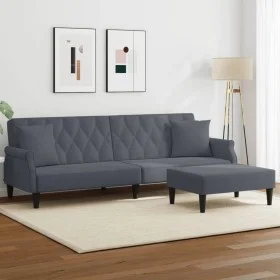 Sofá cama 2 plazas y almohadas taburete terciopelo gris oscuro de vidaXL, Sofás - Ref: Foro24-3216220, Precio: 351,64 €, Desc...