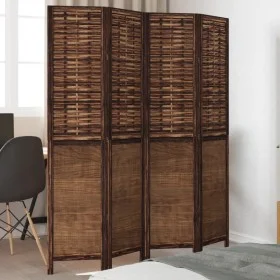 Biombo separador de 4 paneles madera paulownia marrón oscuro de vidaXL, Divisores de ambientes - Ref: Foro24-358706, Precio: ...