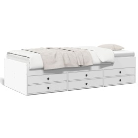 Lounger with white engineered wood drawers 100x200 cm by vidaXL, Beds and slatted bases - Ref: Foro24-3280867, Price: 178,28 ...