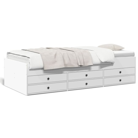 Liege mit weißen Holzwerkstoffschubladen 100x200 cm von vidaXL, Betten und Lattenroste - Ref: Foro24-3280867, Preis: 178,28 €...