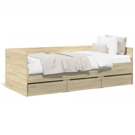 Lounger with Sonoma oak engineered wood drawers 90x190 cm by vidaXL, Beds and slatted bases - Ref: Foro24-3280827, Price: 176...