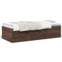 Lounger with brown oak engineered wood drawers 100x200 cm by vidaXL, Beds and slatted bases - Ref: Foro24-3280873, Price: 186...