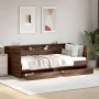 Lounger with brown oak engineered wood drawers 90x190 cm by vidaXL, Beds and slatted bases - Ref: Foro24-3280859, Price: 218,...