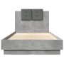 Concrete gray engineered wood bed with headboard 90x190 cm by vidaXL, Beds and slatted bases - Ref: Foro24-3209971, Price: 14...