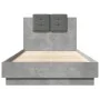 Concrete gray engineered wood bed with headboard 90x190 cm by vidaXL, Beds and slatted bases - Ref: Foro24-3209971, Price: 14...