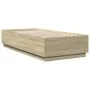 Sonoma oak engineered wood bed frame 100x200 cm by vidaXL, Beds and slatted bases - Ref: Foro24-3209718, Price: 115,14 €, Dis...