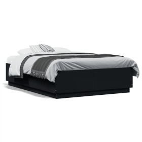 Black engineered wood bed frame 120x190 cm by vidaXL, Beds and slatted bases - Ref: Foro24-3209745, Price: 143,57 €, Discount: %