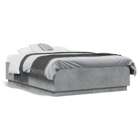 Concrete gray engineered wood bed frame 120x190cm by vidaXL, Beds and slatted bases - Ref: Foro24-3209747, Price: 136,10 €, D...