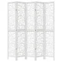 Biombo separador de 5 paneles madera maciza Paulownia blanco de vidaXL, Divisores de ambientes - Ref: Foro24-358744, Precio: ...