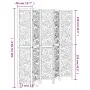 Biombo separador de 5 paneles madera maciza Paulownia blanco de vidaXL, Divisores de ambientes - Ref: Foro24-358744, Precio: ...