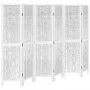 Biombo separador de 6 paneles madera maciza Paulownia blanco de vidaXL, Divisores de ambientes - Ref: Foro24-358681, Precio: ...