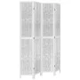 Biombo separador de 4 paneles madera maciza Paulownia blanco de vidaXL, Divisores de ambientes - Ref: Foro24-358676, Precio: ...