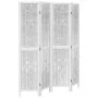 Biombo separador de 4 paneles madera maciza Paulownia blanco de vidaXL, Divisores de ambientes - Ref: Foro24-358674, Precio: ...