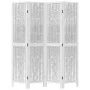Biombo separador de 4 paneles madera maciza Paulownia blanco de vidaXL, Divisores de ambientes - Ref: Foro24-358674, Precio: ...