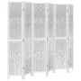 Biombo separador de 6 paneles madera maciza Paulownia blanco de vidaXL, Divisores de ambientes - Ref: Foro24-358683, Precio: ...