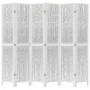 Biombo separador de 6 paneles madera maciza Paulownia blanco de vidaXL, Divisores de ambientes - Ref: Foro24-358683, Precio: ...