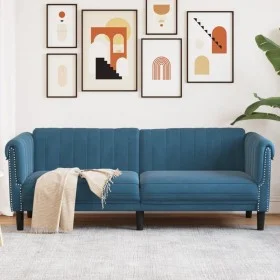 3-Sitzer-Sofa aus blauem Samt von vidaXL, Sofas - Ref: Foro24-372593, Preis: 278,19 €, Rabatt: %