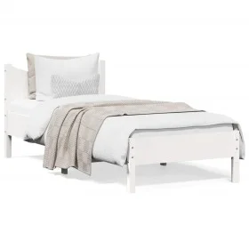 Estructura de cama madera maciza de pino blanco 100x200 cm de vidaXL, Camas y somieres - Ref: Foro24-844734, Precio: 95,97 €,...