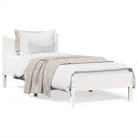 Solid white pine wood bed frame 100x200 cm by vidaXL, Beds and slatted bases - Ref: Foro24-844734, Price: 95,97 €, Discount: %