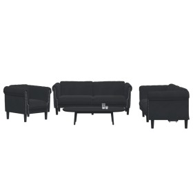 Dreiteilige Sofagarnitur aus schwarzem Samt von vidaXL, Sofas - Ref: Foro24-3209214, Preis: 839,12 €, Rabatt: %