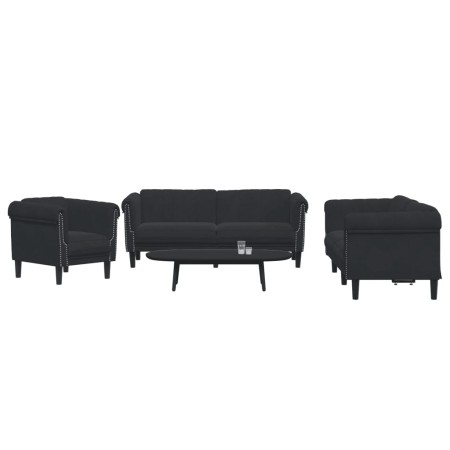 3-piece black velvet sofa set by vidaXL, Sofas - Ref: Foro24-3209214, Price: 839,12 €, Discount: %
