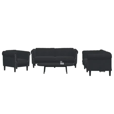 3-piece black velvet sofa set by vidaXL, Sofas - Ref: Foro24-3209214, Price: 679,14 €, Discount: %