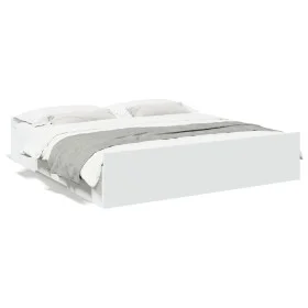 White engineered wood bed frame with drawers 180x200 cm by vidaXL, Beds and slatted bases - Ref: Foro24-3280272, Price: 163,6...
