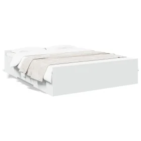 White engineered wood bed frame with drawers 160x200 cm by vidaXL, Beds and slatted bases - Ref: Foro24-3280279, Price: 157,8...