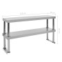 Estante mesa de trabajo 2 niveles acero inoxidable 120x30x65 cm